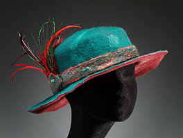 Blue Felt hat with feathers